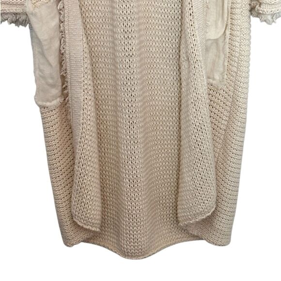 Free People L Wouldn't Knit Be Nice LongLine Ivory open front Cardigan - Picture 6 of 11
